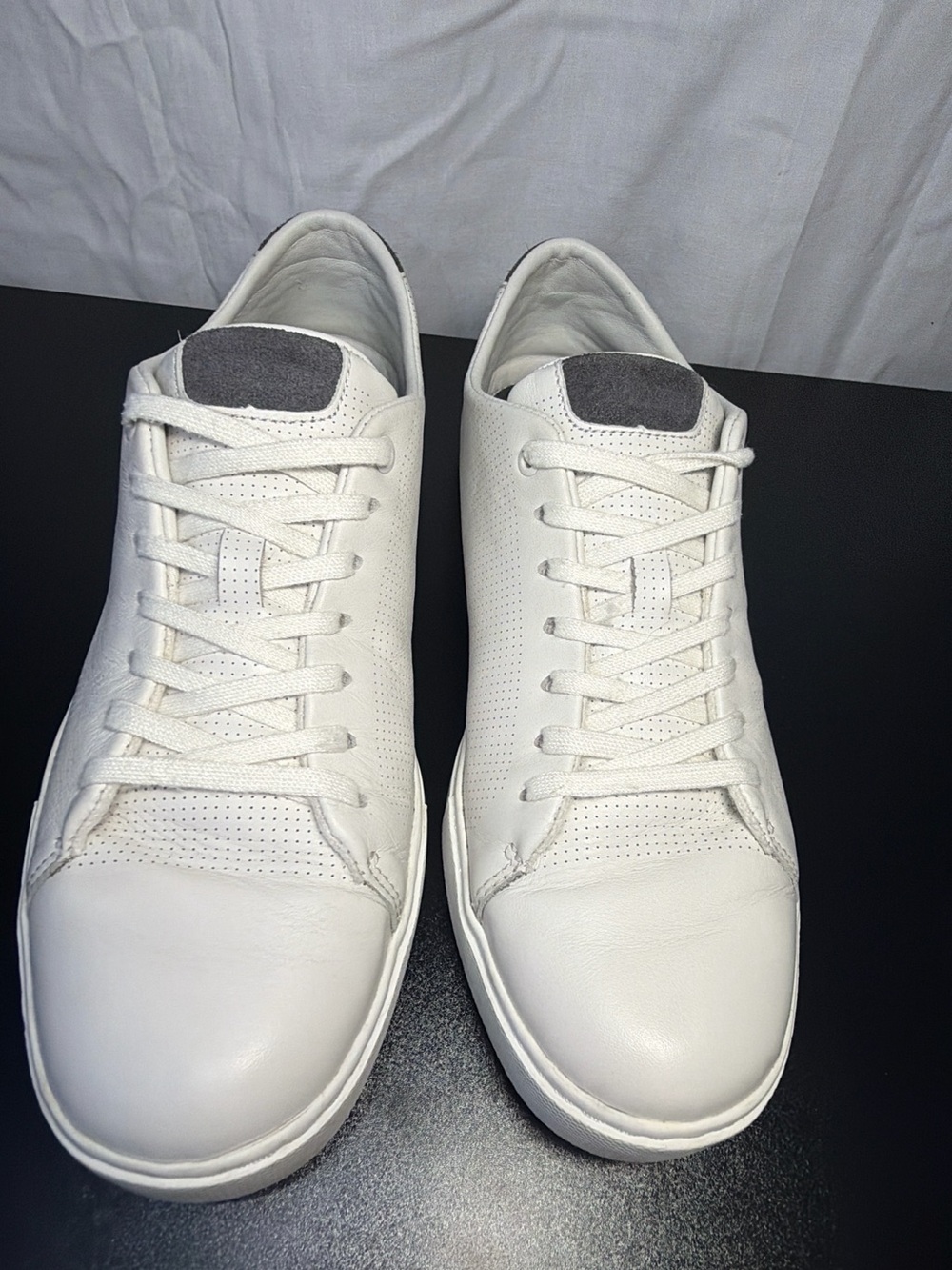 Lacoste White Leather Sneakers with Gray Tongue Accents